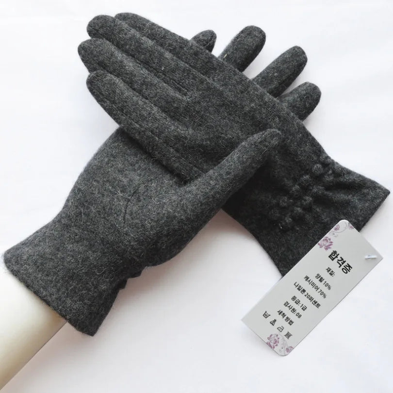 [BYSIFA] Winter Women Wool Gloves New Thick Warm Touch Screen Ladies Gloves Spring Autumn Soft  Elegant Hot Pink Mittens Gloves