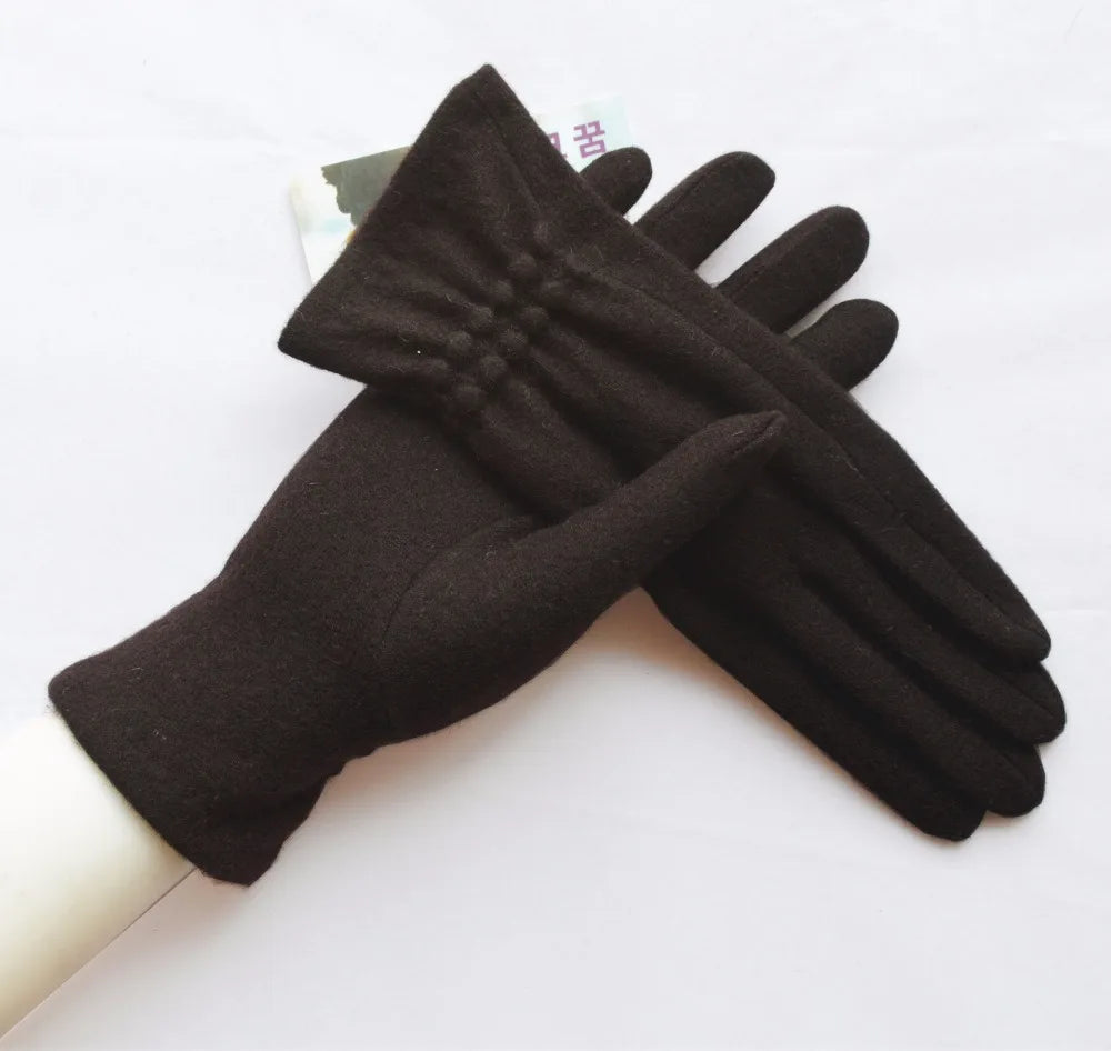 [BYSIFA] Winter Women Wool Gloves New Thick Warm Touch Screen Ladies Gloves Spring Autumn Soft  Elegant Hot Pink Mittens Gloves