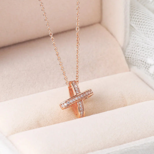 ZHOUYANG Pendants Necklace For Women Hollow Cross Rose Gold Color Choker Chain Fashion Necklaces 2024 Jewelry Daily Gift N205