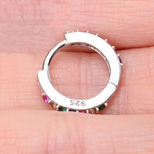 1 Pcs Fashion Exquisite Crystal Zircon Hoop Earrings for Women Rainbow Cartilage Helix Tragus Earring Stud Body Piercing Jewelry