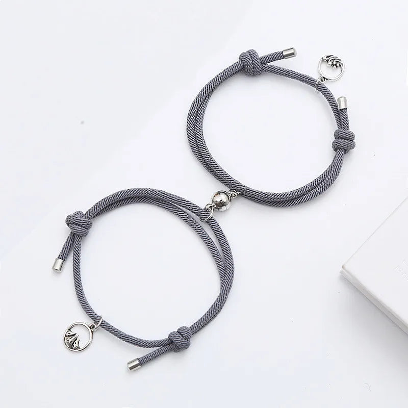 1 Pair Magnet Bracelet for Lovers Couple Bracelets Women Men Sea Mountain Oath Valentine''s Day Gift Handmade Jewelry Gift