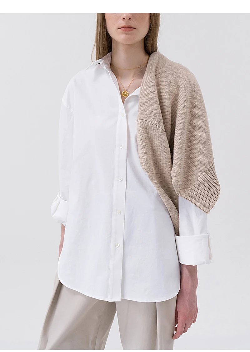 100% Cotton Women's Shirt 2024 Autumn New Solid Color Button Turn-Down Collar Long-Sleeved Casual Loose Ladies OL Shirts