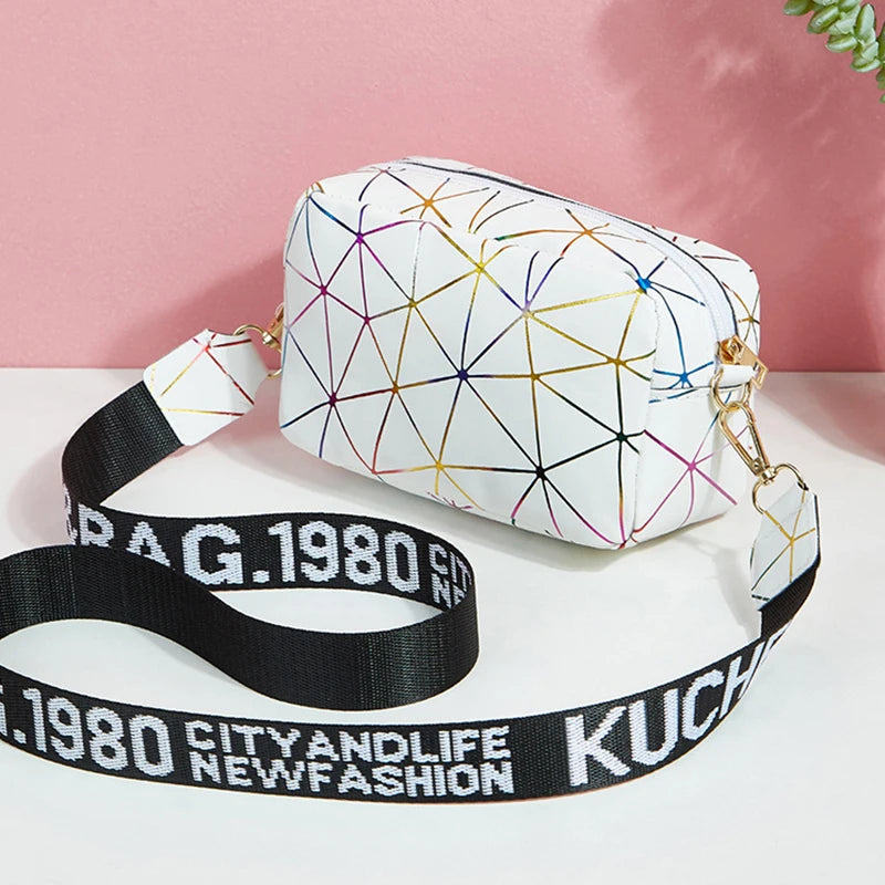 Yogodlns Fashion Laser Shoulder Messenger Bag Female Small Square Bag PU Leather Crossbody Bag Trendy New Satchel Bag Bolsa