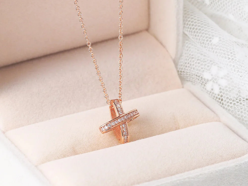 ZHOUYANG Pendants Necklace For Women Hollow Cross Rose Gold Color Choker Chain Fashion Necklaces 2024 Jewelry Daily Gift N205