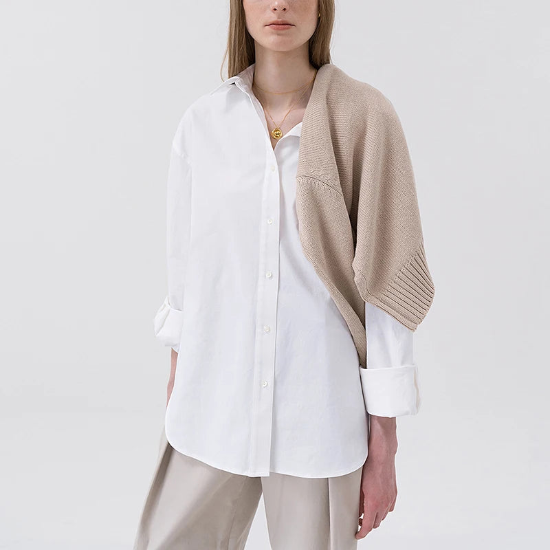 100% Cotton Women's Shirt 2024 Autumn New Solid Color Button Turn-Down Collar Long-Sleeved Casual Loose Ladies OL Shirts