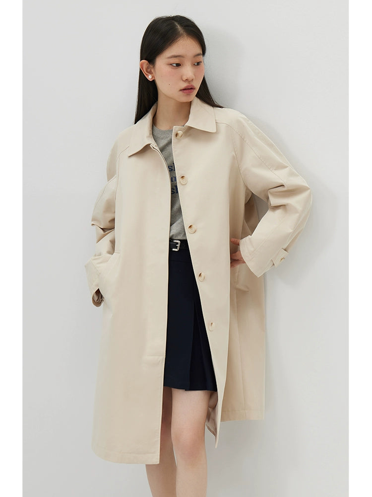 Ziqiao K-style Lapel Mid-Length Raglan Sleeve Trench Coat