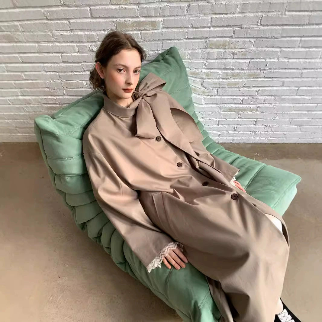 [Pick a Unique] Early Autumn New Arrival K-style Retro Work Clothing Stylish Long Trench Coat Female