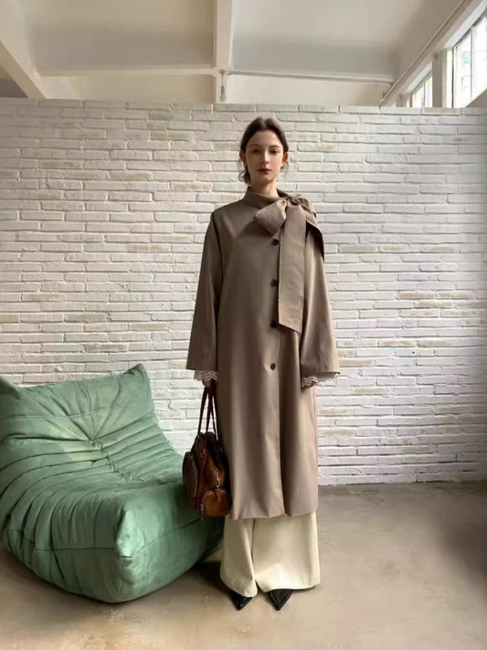 [Pick a Unique] Early Autumn New Arrival K-style Retro Work Clothing Stylish Long Trench Coat Female