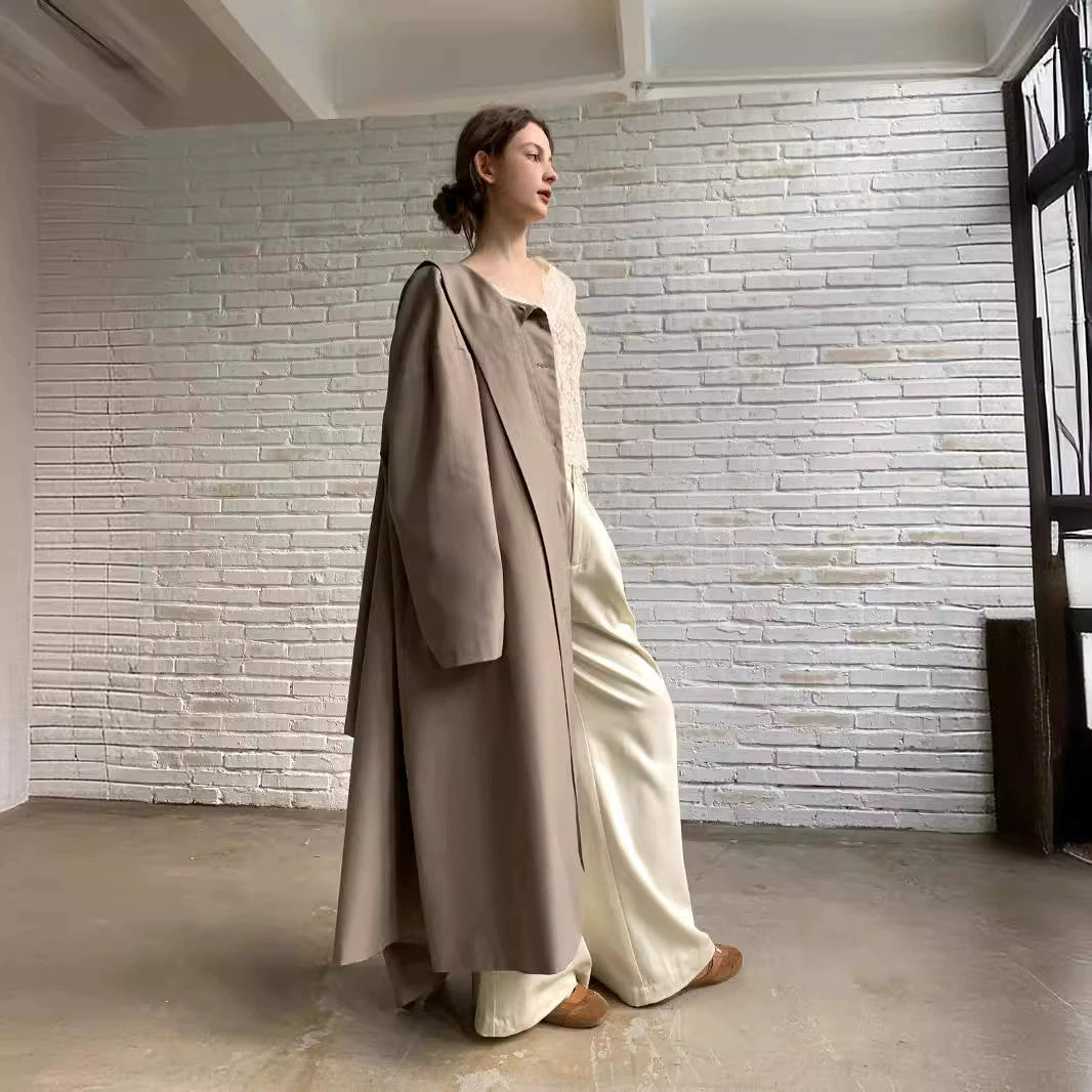 [Pick a Unique] Early Autumn New Arrival K-style Retro Work Clothing Stylish Long Trench Coat Female