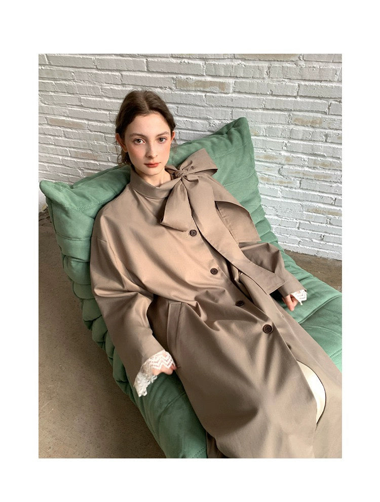 [Pick a Unique] Early Autumn New Arrival K-style Retro Work Clothing Stylish Long Trench Coat Female