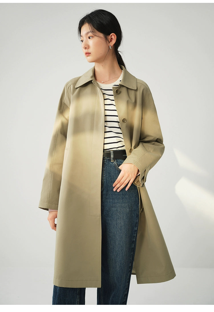 Ziqiao K-style Lapel Mid-Length Raglan Sleeve Trench Coat