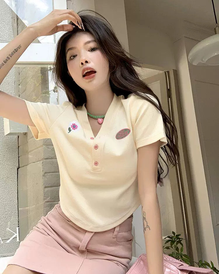 150.00kg Plus Size T-shirt Female Stylish Niche Style Plus Size Ladies Summer Sweet Sexy Chic Unique Asymmetrical Short Tops