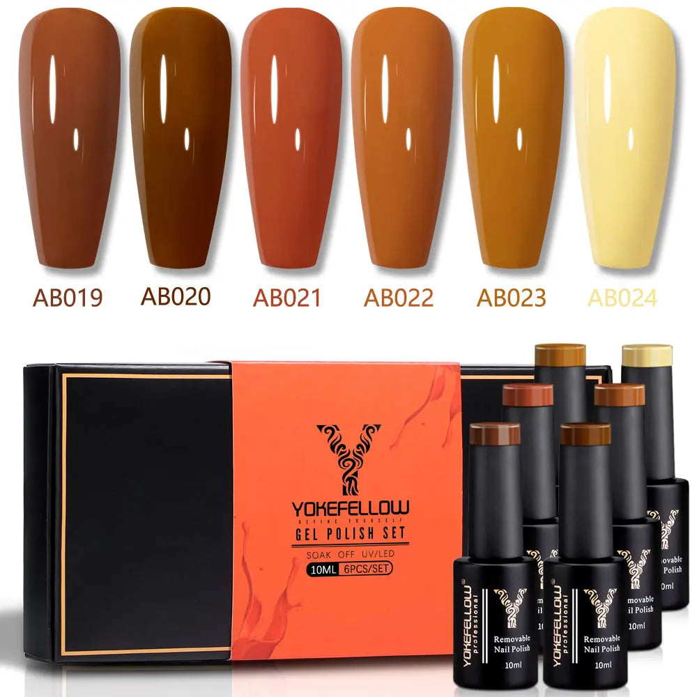 YOKEFELLOW  Pastel Gel Nail Polish Set 6 Colors Spring Summer Macaron Gel Nail Kit Soak Off Nail Art DIY Manicure Gift for Girl