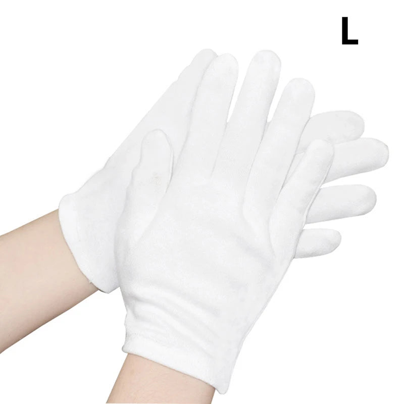 1 Pairs New Full Finger Men Women Etiquette White Cotton Gloves Waiters/Drivers/Jewelry/Workers Mittens Sweat Absorption Gloves