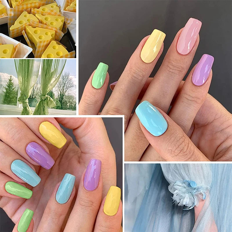 YOKEFELLOW  Pastel Gel Nail Polish Set 6 Colors Spring Summer Macaron Gel Nail Kit Soak Off Nail Art DIY Manicure Gift for Girl