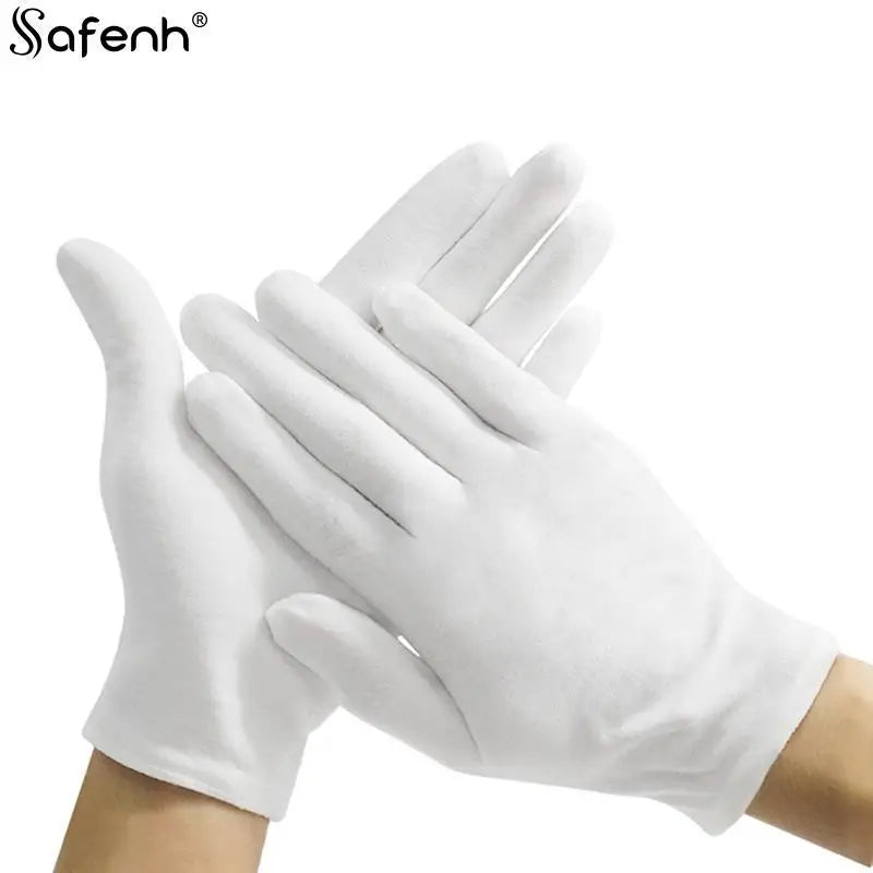 1 Pairs New Full Finger Men Women Etiquette White Cotton Gloves Waiters/Drivers/Jewelry/Workers Mittens Sweat Absorption Gloves