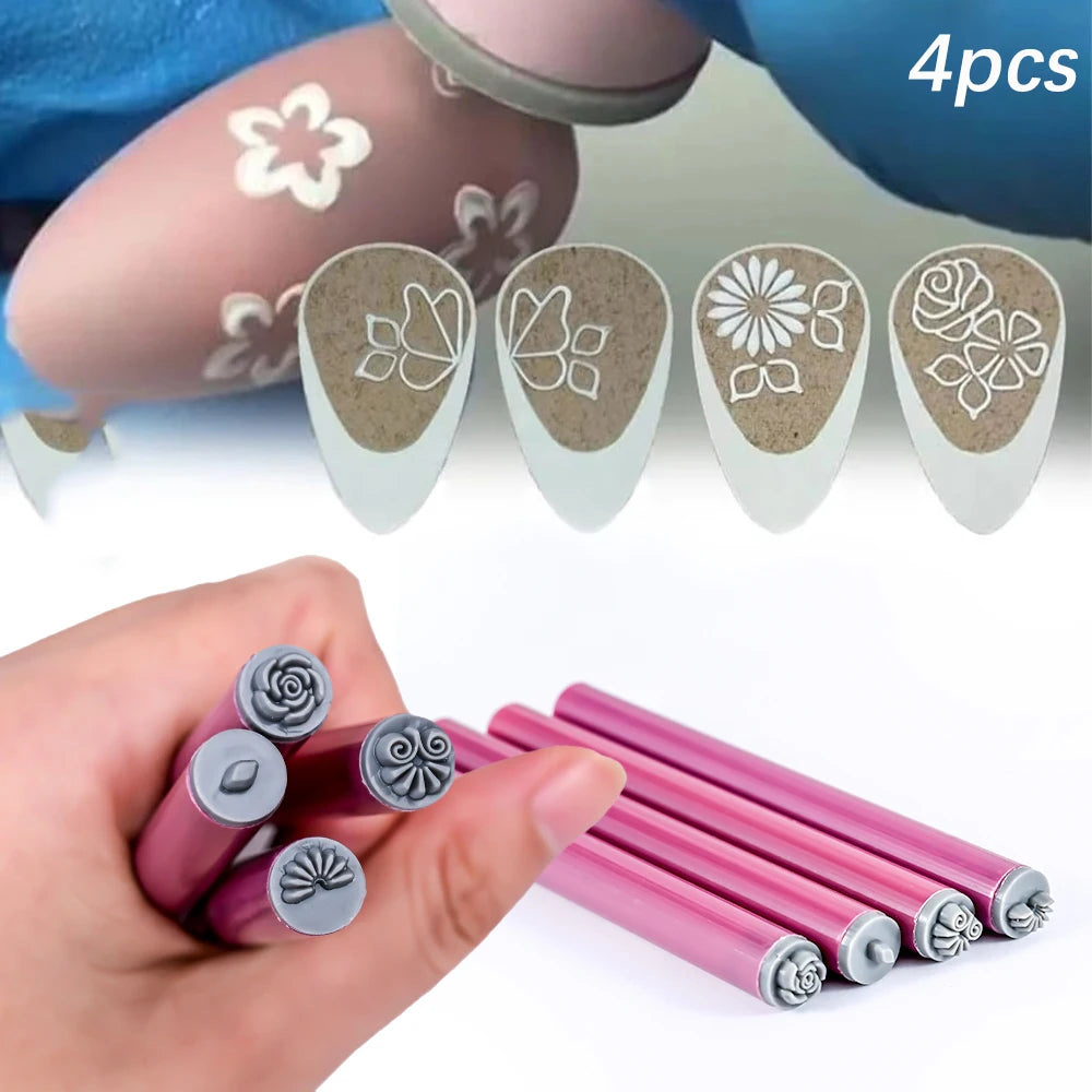 10/6/4pcs Nail Art Stamp Pen Set Handicraft Graffiti Flower Nail Templates Stamper Polishing Painting Drawing DIY Manicure Tools
