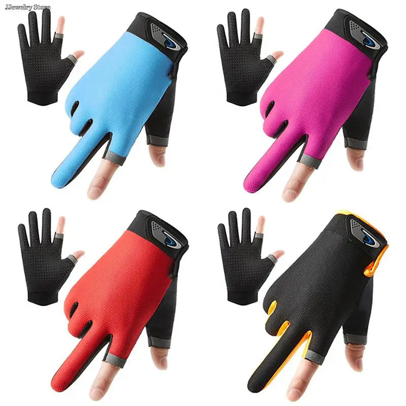 1 Pair Fishing Gloves 2 Cut Fingers Sport Cycling  Men Breathable Drive Gloves Anti-slip Antiskid Fishing Wear for Fitness