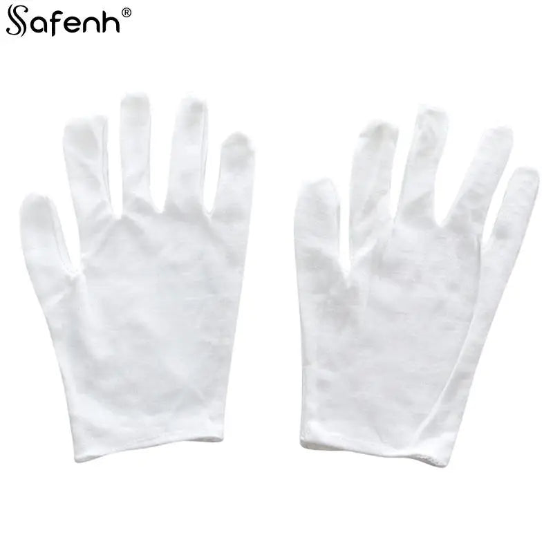 1 Pairs New Full Finger Men Women Etiquette White Cotton Gloves Waiters/Drivers/Jewelry/Workers Mittens Sweat Absorption Gloves