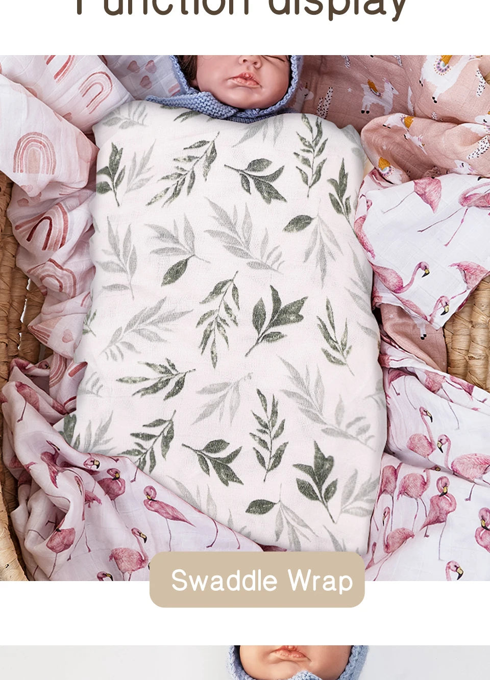100% Cotton 120*110cm 2 Layers Newborn Baby Bath Towel Wrap Muslin Swaddle Blankets