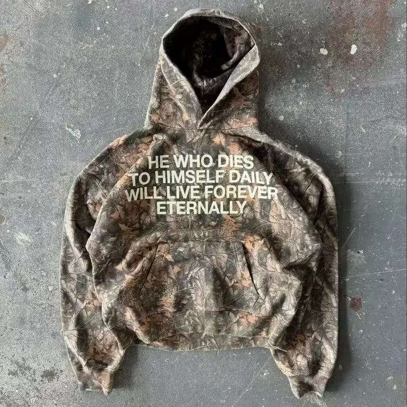 Y2K Hip Hop Retro Harajuku Hoodies Oversized Camouflage Pattern  Soft Warm Hooded Sweatshirt Fashionable Men  Women Street Wear