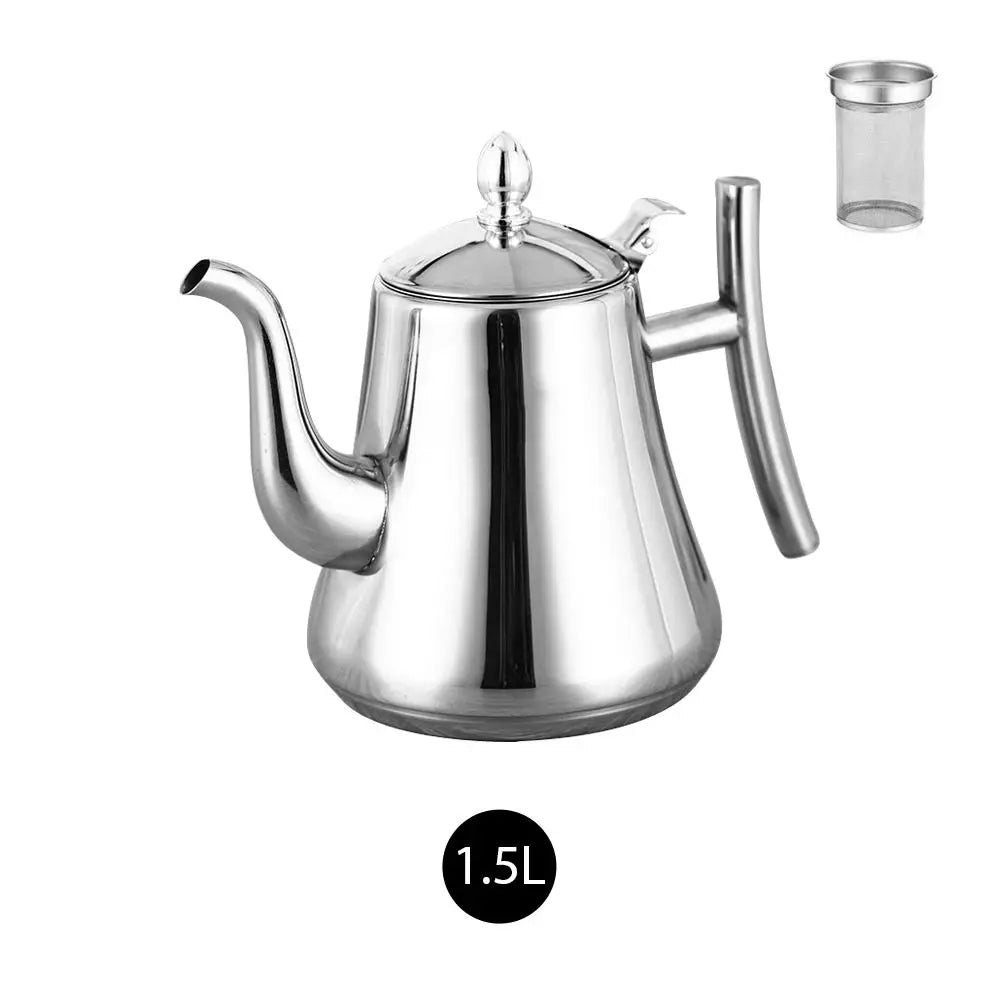 1.0L/1.5L/2.0L Tea Kettle Stainless Steel Teapot Removable Infuser for Loose Flower Tea Coffee Stovetop Safe Water Kettle