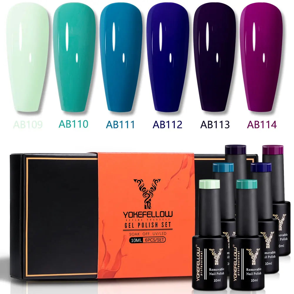 YOKEFELLOW  Pastel Gel Nail Polish Set 6 Colors Spring Summer Macaron Gel Nail Kit Soak Off Nail Art DIY Manicure Gift for Girl
