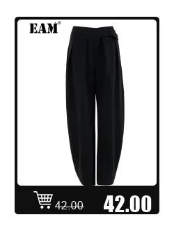 [EAM] Women Black Hollow Out Big Size Midi Shirt Dress New Lapel Long Sleeve Loose Fit Fashion Tide Spring Autumn 2024 1DF6037