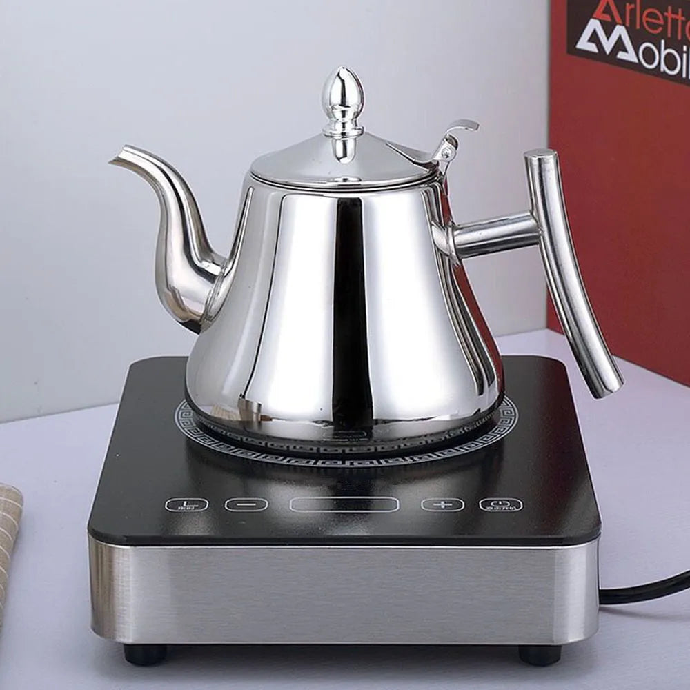 1.0L/1.5L/2.0L Tea Kettle Stainless Steel Teapot Removable Infuser for Loose Flower Tea Coffee Stovetop Safe Water Kettle