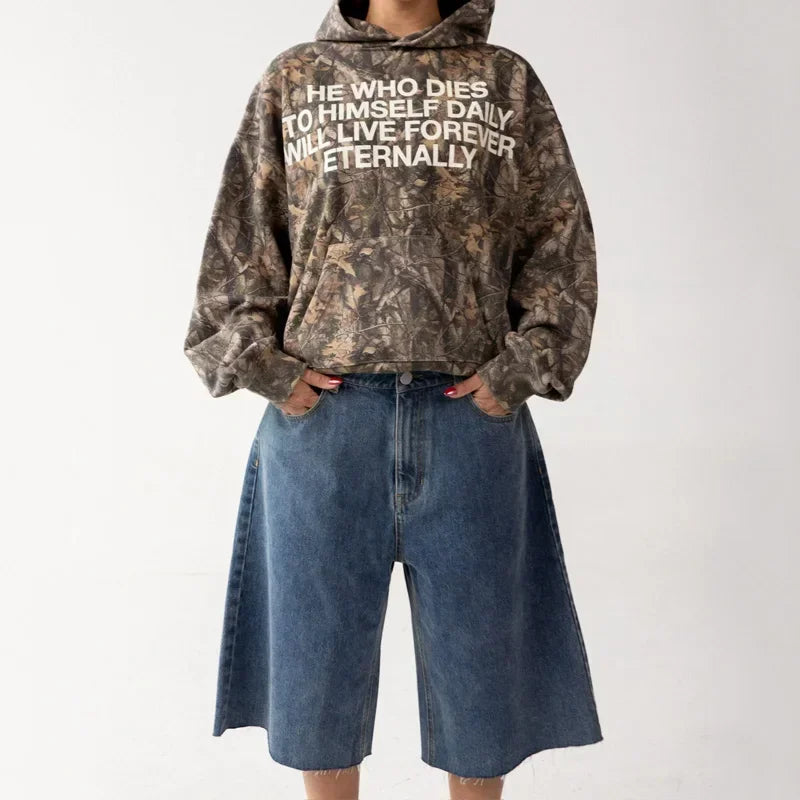Y2K Hip Hop Retro Harajuku Hoodies Oversized Camouflage Pattern  Soft Warm Hooded Sweatshirt Fashionable Men  Women Street Wear
