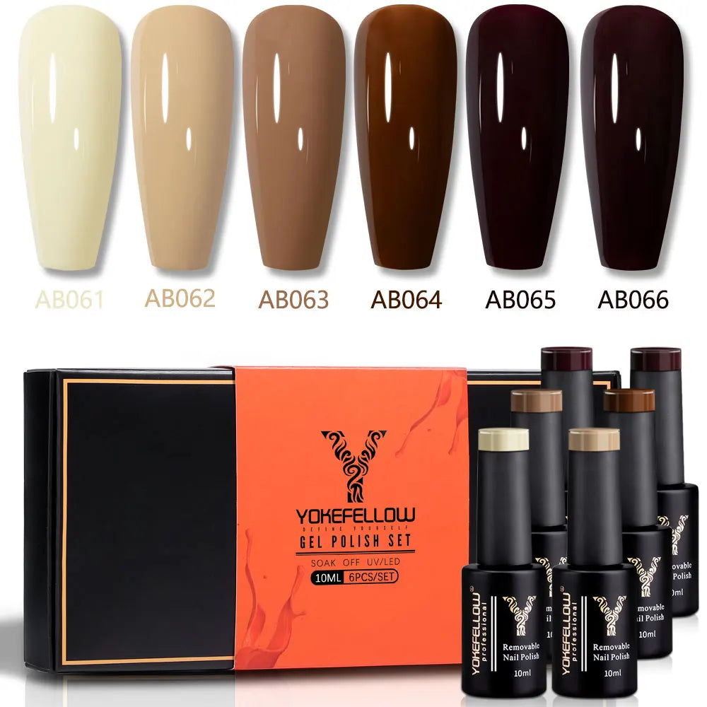 YOKEFELLOW  Pastel Gel Nail Polish Set 6 Colors Spring Summer Macaron Gel Nail Kit Soak Off Nail Art DIY Manicure Gift for Girl