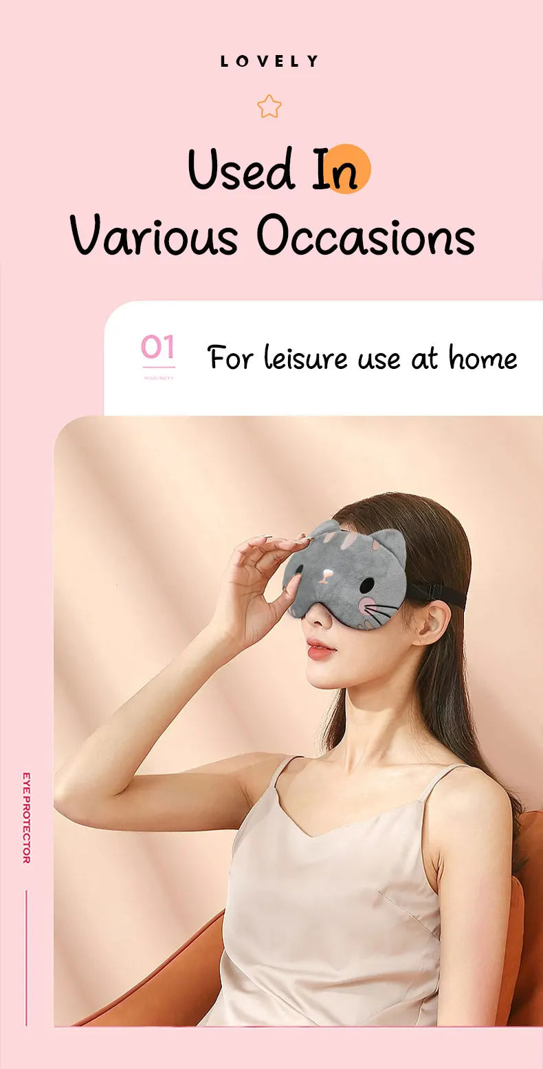 Sleeping Eye Mask Blindfold Soft Plush Eyepatch Adjustable Travel Light Blocking Breathable Eyes Mask Cute Eye Cover For Sleep