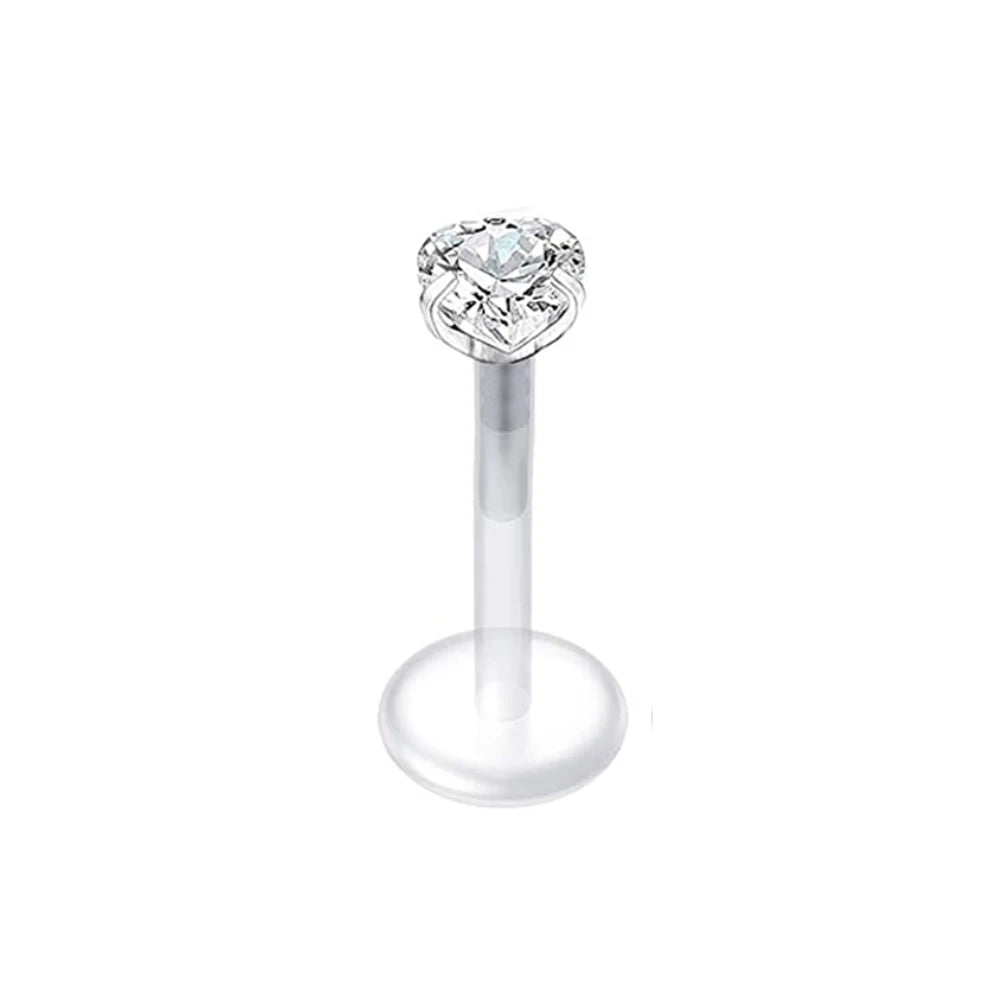 WKOUD 16g Stainless Steel Lip Labret Piercing Crystal Ball Monroe Lip Stud Helix Tragus Conch Cartilage Earrings 6/8/10mm