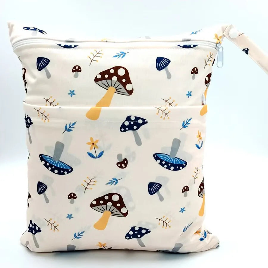 [Sigzagor] Wet Dry Bag With Two Zippered Baby Diaper Nappy Waterproof Reusable Washable
