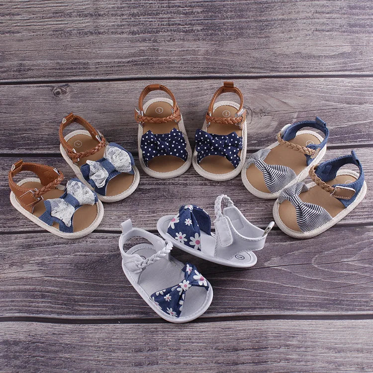 0-18Months Newborn Baby Sandals Floral Print Princess Sandals Sneakers for Infant Girls Toddler Soft Crib Walkers Shoes