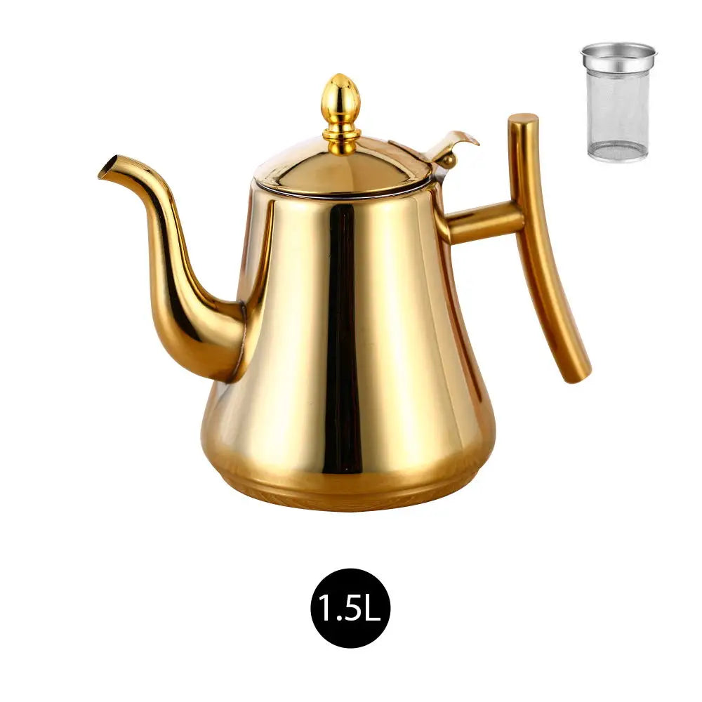 1.0L/1.5L/2.0L Tea Kettle Stainless Steel Teapot Removable Infuser for Loose Flower Tea Coffee Stovetop Safe Water Kettle