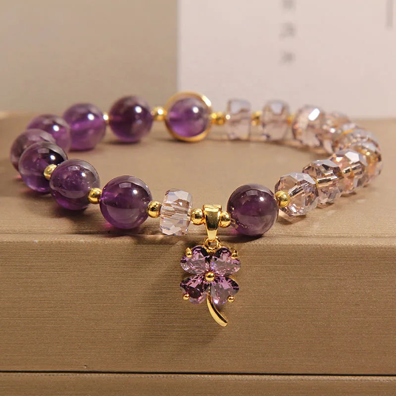 ZAKOL Exquisite Purple Crystal Beads Zircon Charm Bracelet for Women Girls Cute Birthday Jewelry Accessories Gifts