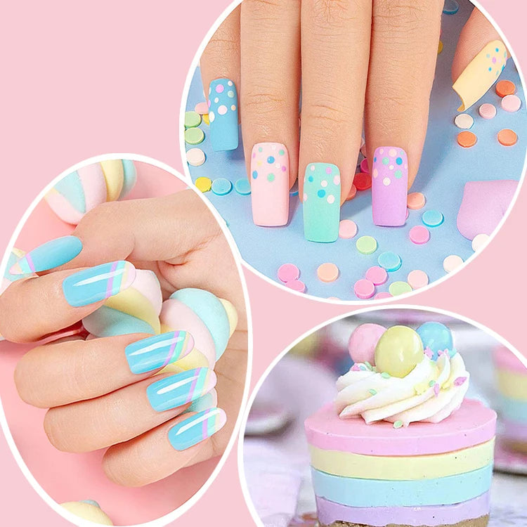 YOKEFELLOW  Pastel Gel Nail Polish Set 6 Colors Spring Summer Macaron Gel Nail Kit Soak Off Nail Art DIY Manicure Gift for Girl
