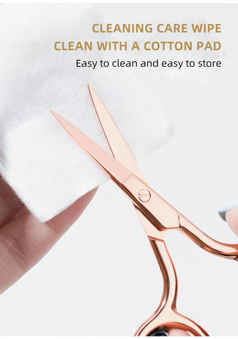 Z'LRAQI BEAUTY Rose Gold eyebrow scissors Eyelash Stainless steel pointed mini embroidery scissors Multi-functional