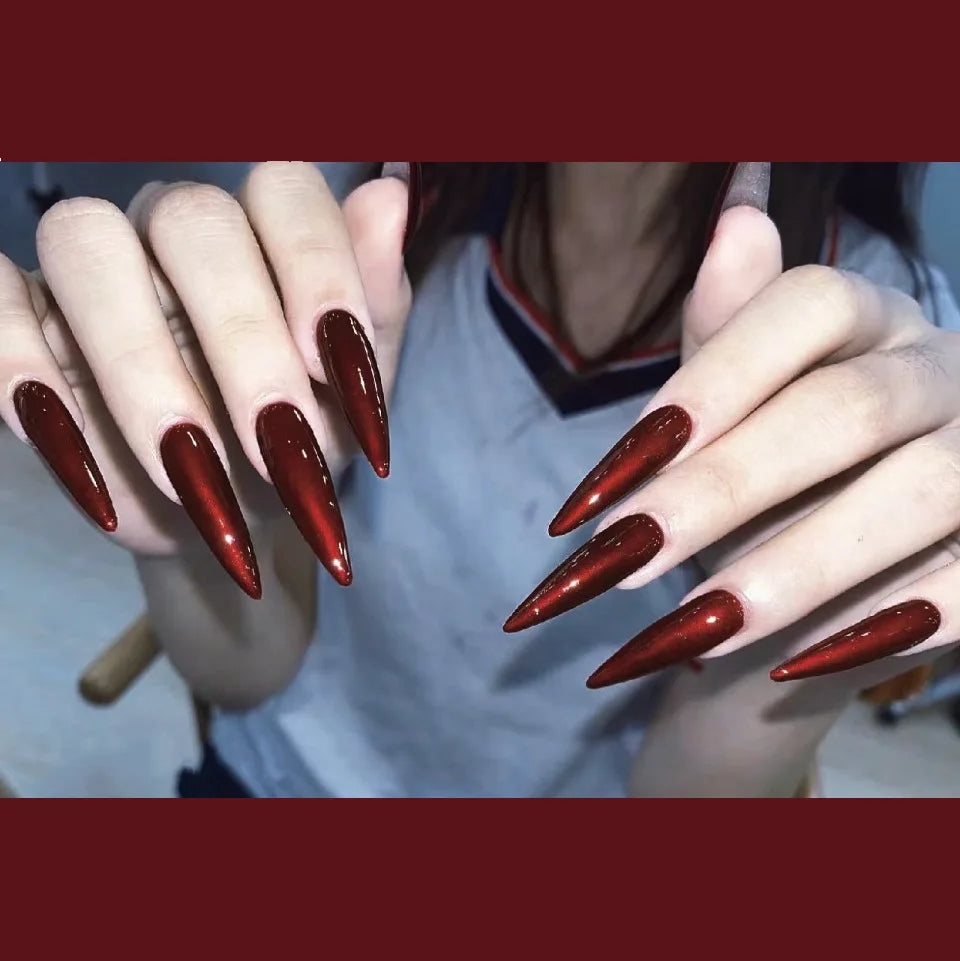 24p Artificial Acrylic Finished Sticky Nails Black Almond Nail Art Fake Nails Handmade Long Ballet Removable Press on Nail Tips