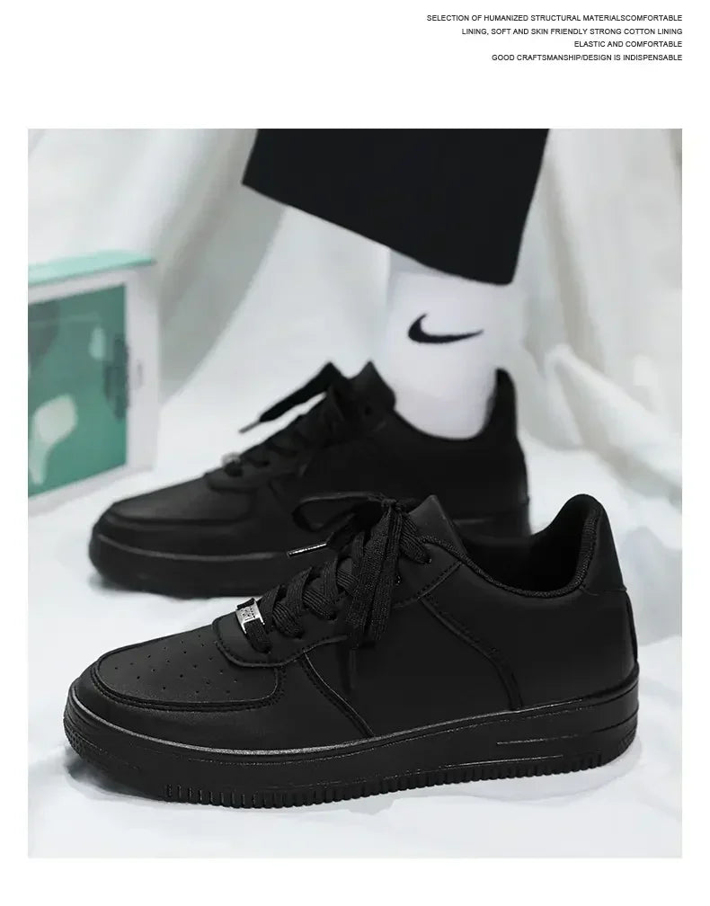 New Solid Color Fashion High Quality Men's Outdoor Walking Vulcanized Shoes Sneakers Casual Shoes Comfortable Lace-up