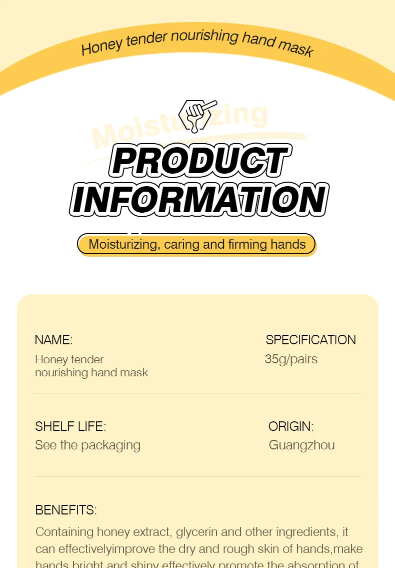 10 Pairs Honey Hand Mask Hands skincare Masks Moisturizing Nourishing Hydrating Tendering Smoothing Hands Skin Care Products