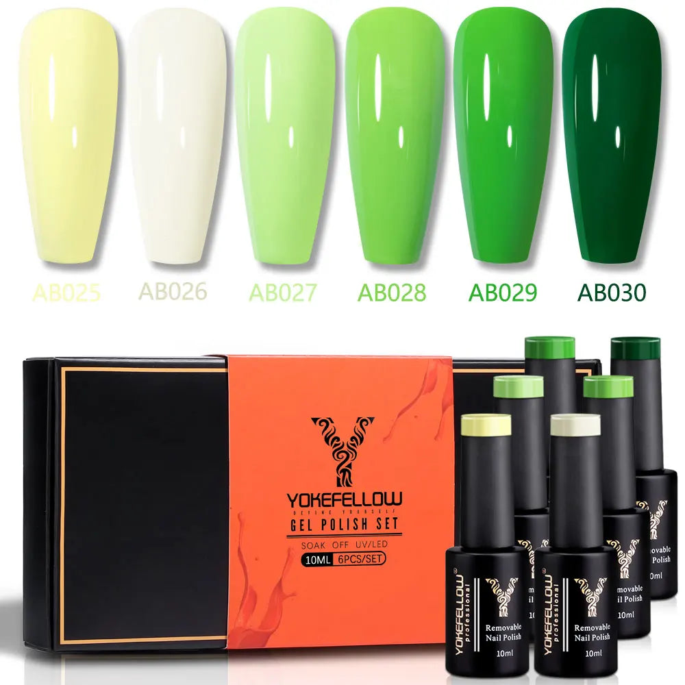 YOKEFELLOW  Pastel Gel Nail Polish Set 6 Colors Spring Summer Macaron Gel Nail Kit Soak Off Nail Art DIY Manicure Gift for Girl
