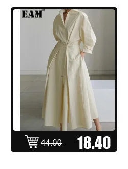 [EAM] Big Size Gray Jacket Wide Leg Pants Two Piece Suit New V-Neck Long Sleeve Women Fashion Tide Spring Autumn 2024 1DH6481