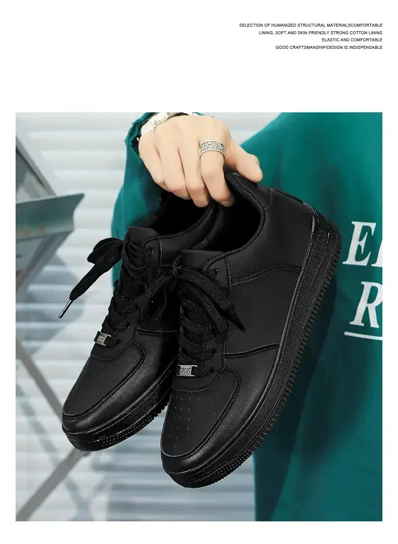 New Solid Color Fashion High Quality Men's Outdoor Walking Vulcanized Shoes Sneakers Casual Shoes Comfortable Lace-up