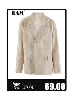 [EAM] Women Black Hollow Out Big Size Midi Shirt Dress New Lapel Long Sleeve Loose Fit Fashion Tide Spring Autumn 2024 1DF6037