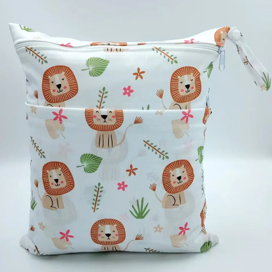[Sigzagor] Wet Dry Bag With Two Zippered Baby Diaper Nappy Waterproof Reusable Washable