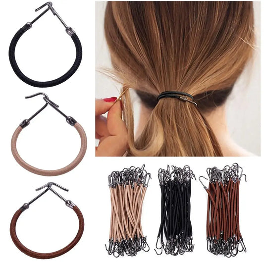 1/5/10pcs Casual Elastic Clips Bows Girls Women Bands Gum With Hooks Ponytail Holder Bungee Hair Thick Hair Accessories Headwear
