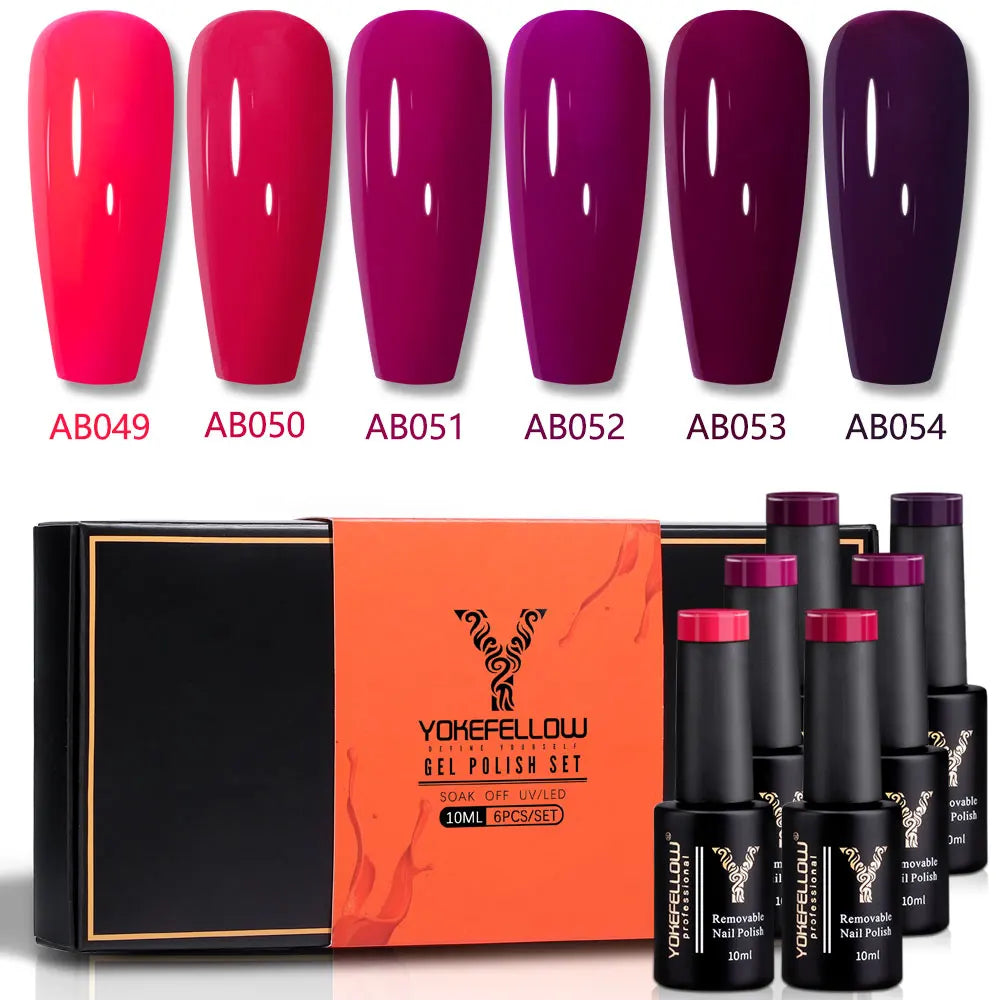 YOKEFELLOW  Pastel Gel Nail Polish Set 6 Colors Spring Summer Macaron Gel Nail Kit Soak Off Nail Art DIY Manicure Gift for Girl