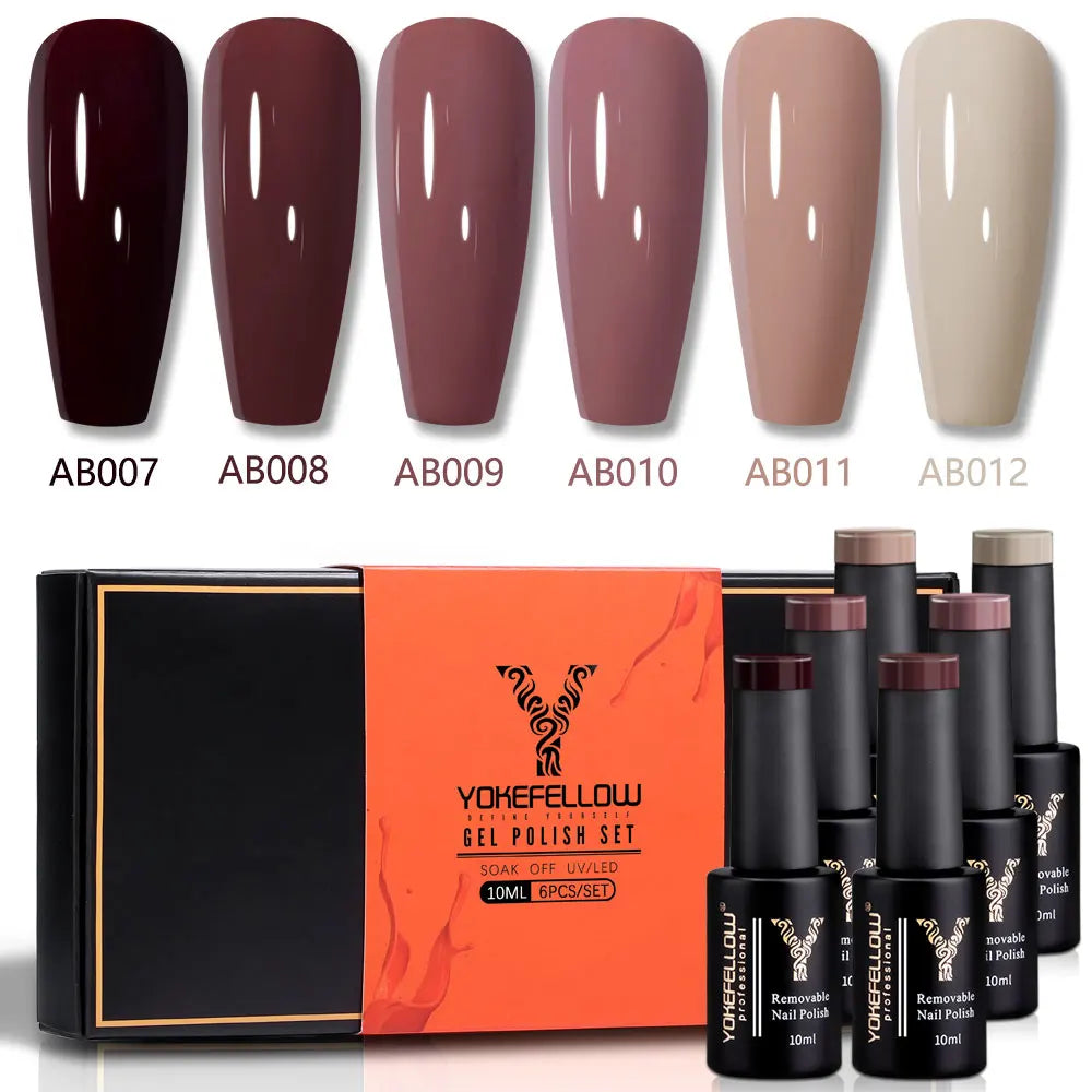 YOKEFELLOW  Pastel Gel Nail Polish Set 6 Colors Spring Summer Macaron Gel Nail Kit Soak Off Nail Art DIY Manicure Gift for Girl